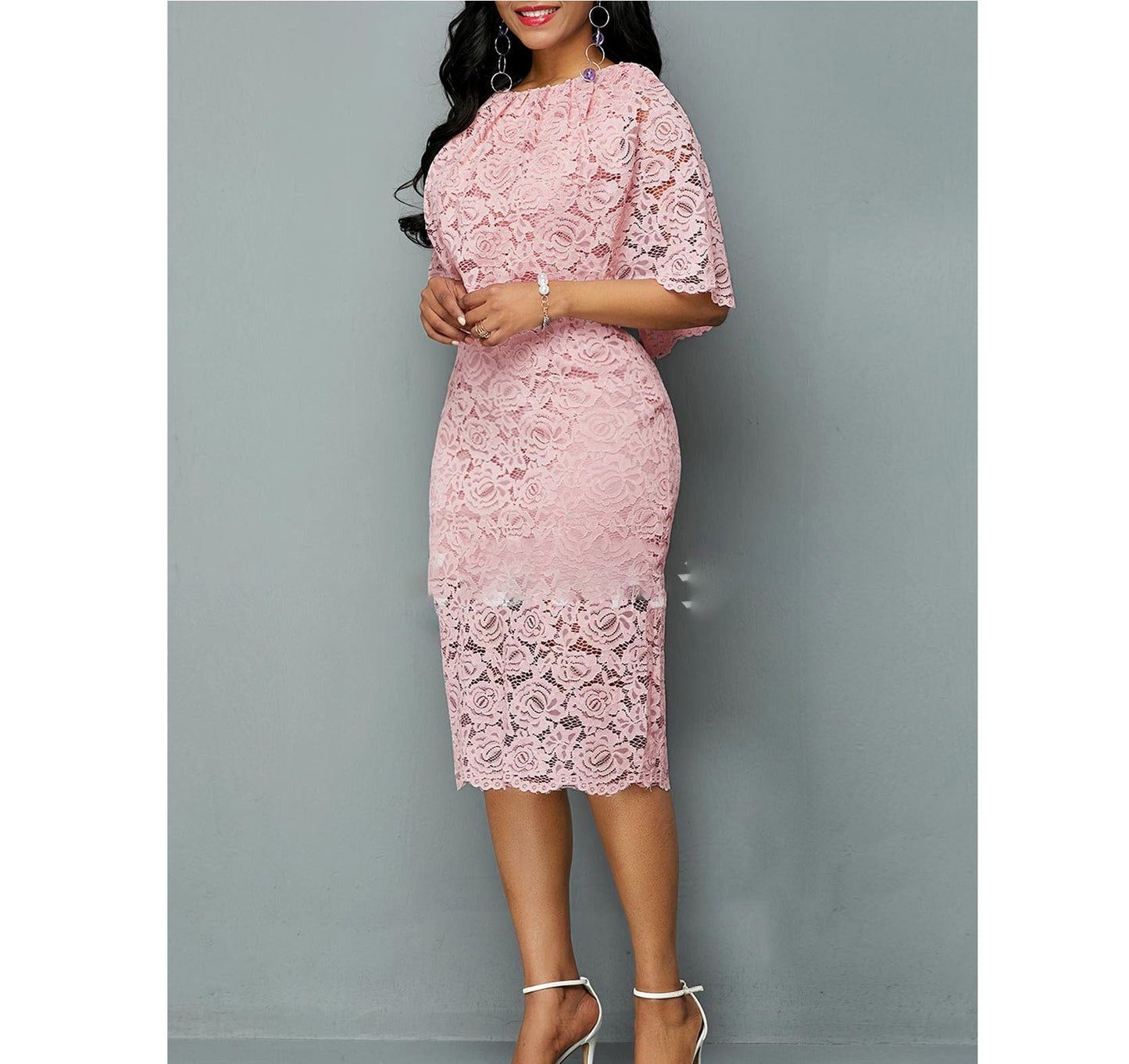 Robe Midi en Dentelle Africaine