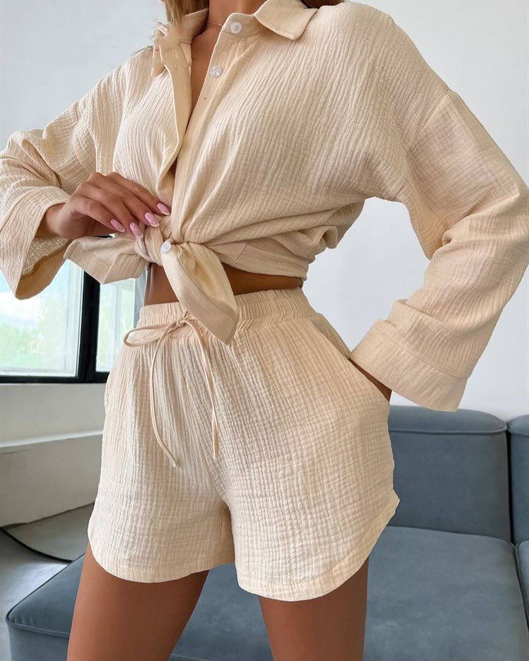 Ensemble Chemise à Manches Longues & Short