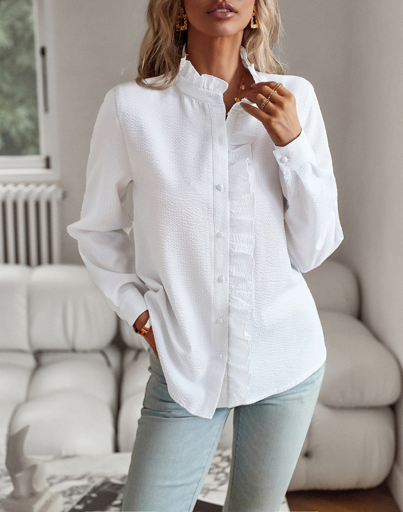 Chemise Élégante à Rayures avec Volants