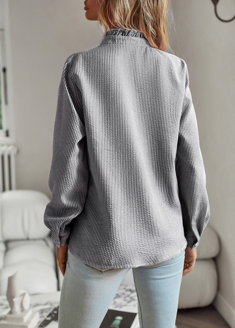 Chemise Élégante à Rayures avec Volants